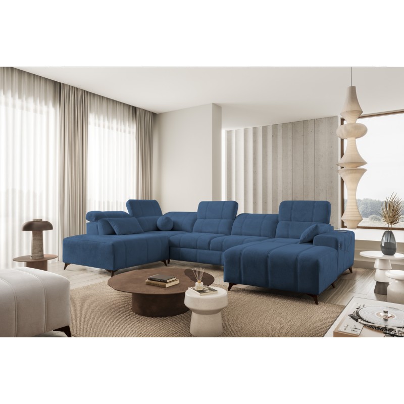 Luxury U-shaped Corner Sofa Ballagio VI with Sleeping Function Weave, Spring 1118