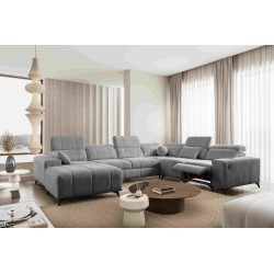 Sofá esquinero en forma de U Ballagio VIII Mix con función de cama y relajación | Muebles de estilo excepcional
