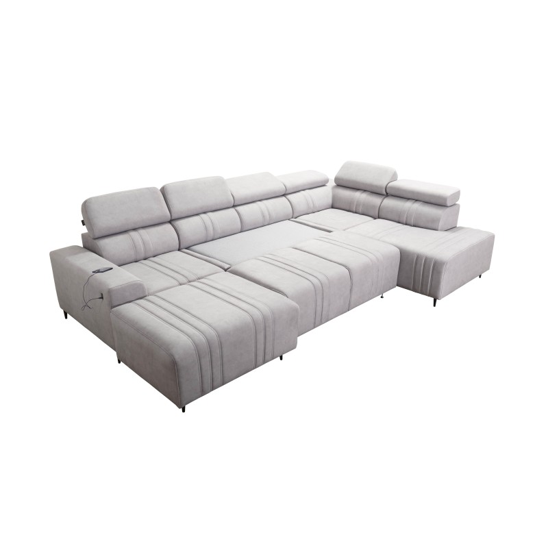 Sofá esquinero en forma de U Verona VI con función de cama, tela Vena 3. Sofá esquinero en forma de U Verona VI con función de cama, tela Vena 3.
