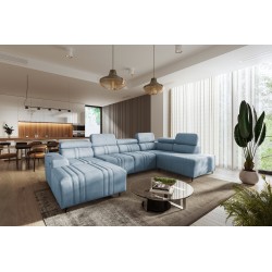 Esquina en forma de U Verona VI con función de cama tela Vena 6