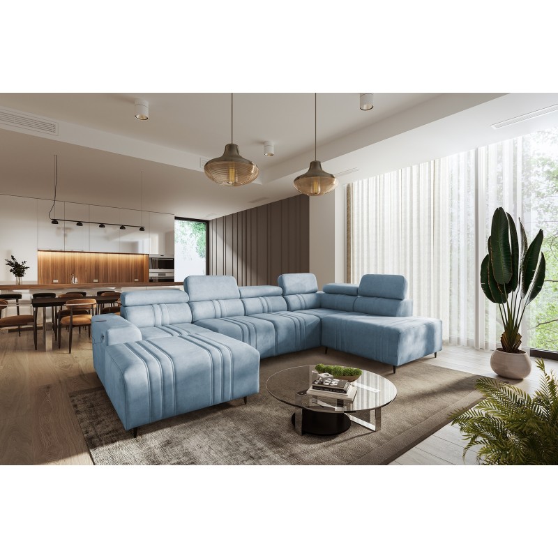 Esquina en forma de U Verona VI con función de cama tela Vena 6 Esquina en forma de U Verona VI con función de cama tela Vena 6