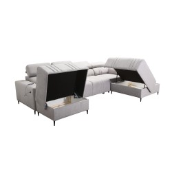 Esquina en forma de U Verona VI con función de cama, tela Vena 13 Esquina en forma de U Verona VI con función de cama, tela Vena 13