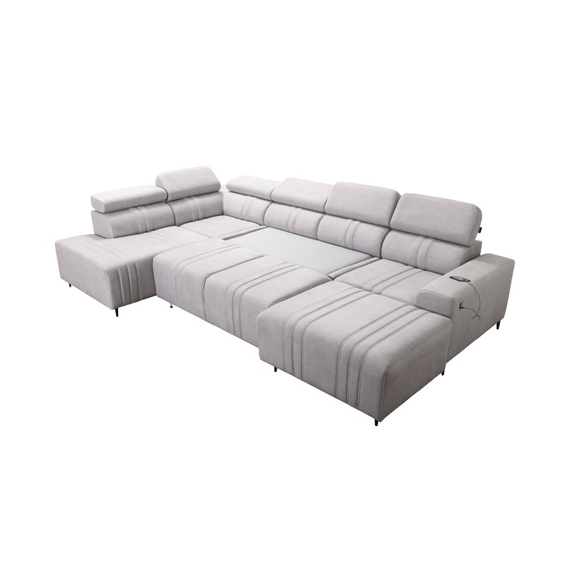 Sofá esquinero en forma de U Verona VI con función de cama, tela Vena 3. Sofá esquinero en forma de U Verona VI con función de cama, tela Vena 3.