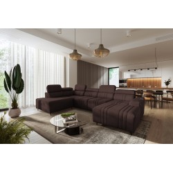 Esquina en forma de U Verona VI con función de cama, tela Vena 13