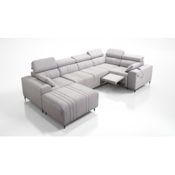 U-shaped Verona IV Mix sectional sofa with a sleeping function and manual relax function, fabric Vena 3 U-shaped Verona IV Mix sectional sofa with a sleeping function and manual relax function, fabric Vena 3