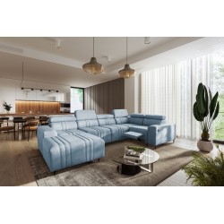 U-shaped Verona IV Mix sectional sofa with a sleeping function and manual relax function, fabric Vena 6