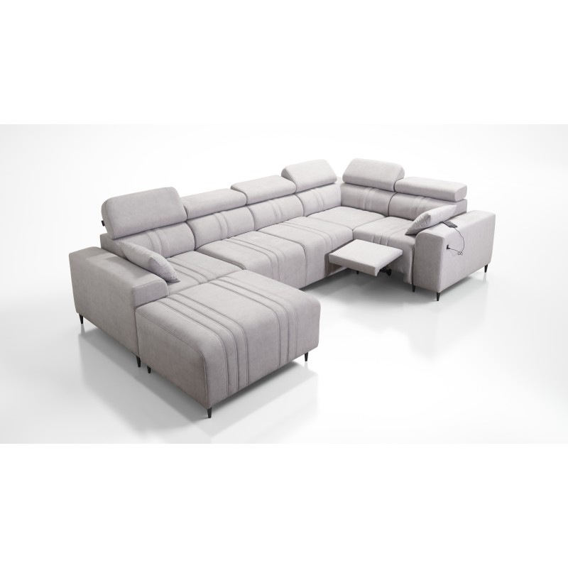 U-shaped corner sofa Verona IV Mix with a sleeping function and manual relax function, fabric Vena 8 U-shaped corner sofa Verona IV Mix with a sleeping function and manual relax function, fabric Vena 8