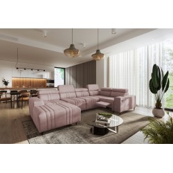 Verona IV Mix U-shaped corner sofa with a sleeping function and manual relax function, fabric Vena 10