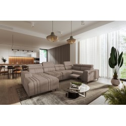 U-shaped corner sofa Verona IV Mix with a sleeping function and manual relax function, fabric Vena 14