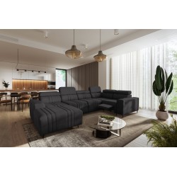 U-shaped Verona IV Mix sectional sofa with a sleeping function and manual relax function, fabric Vena 20