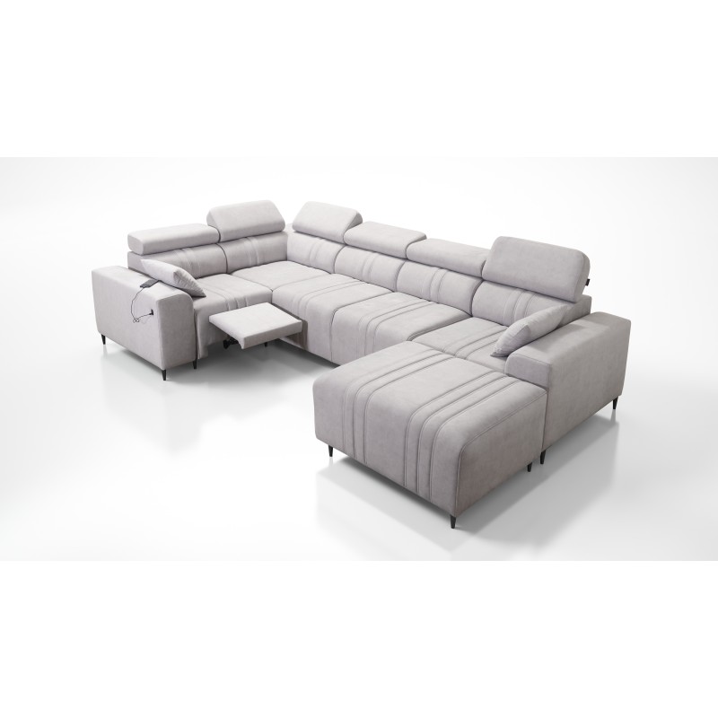 U-shaped Verona IV Mix sectional sofa with a sleeping function and manual relax function, fabric Vena 3 U-shaped Verona IV Mix sectional sofa with a sleeping function and manual relax function, fabric Vena 3