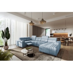 U-shaped Verona IV Mix sectional sofa with a sleeping function and manual relax function, fabric Vena 6