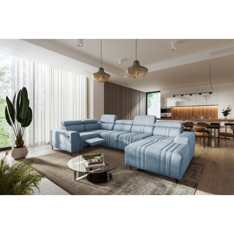 U-shaped Verona IV Mix sectional sofa with a sleeping function and manual relax function, fabric Vena 6 U-shaped Verona IV Mix sectional sofa with a sleeping function and manual relax function, fabric Vena 6