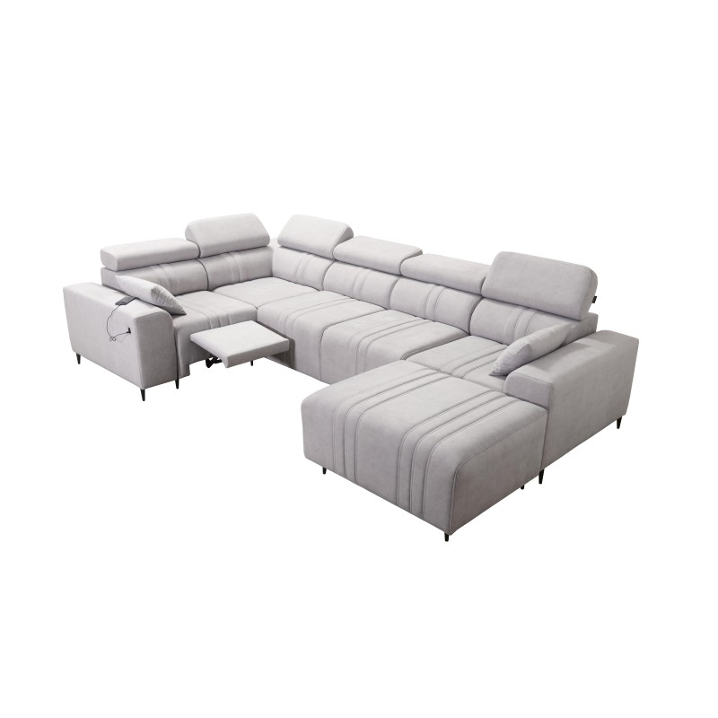 U-shaped Verona IV Mix sectional sofa with a sleeping function and manual relax function, fabric Vena 6 U-shaped Verona IV Mix sectional sofa with a sleeping function and manual relax function, fabric Vena 6