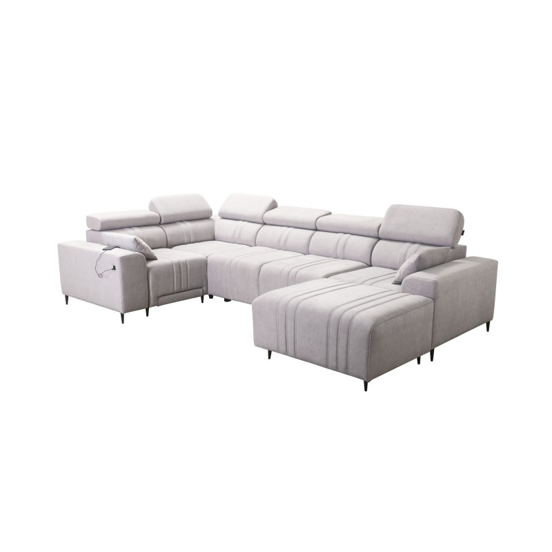 U-shaped Verona IV Mix sectional sofa with a sleeping function and manual relax function, fabric Vena 6 U-shaped Verona IV Mix sectional sofa with a sleeping function and manual relax function, fabric Vena 6