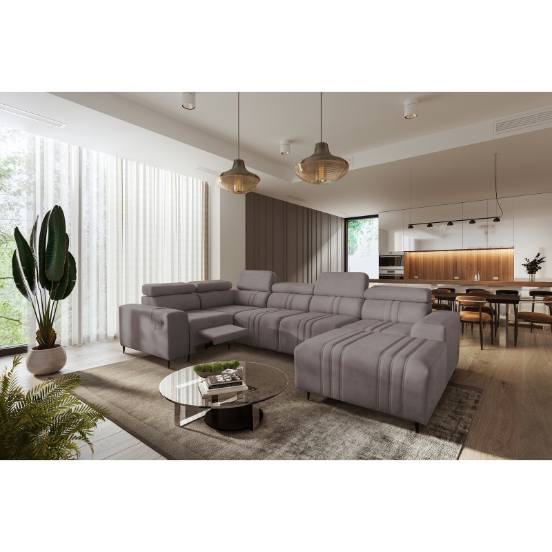 U-shaped corner sofa Verona IV Mix with a sleeping function and manual relax function, fabric Vena 8 U-shaped corner sofa Verona IV Mix with a sleeping function and manual relax function, fabric Vena 8