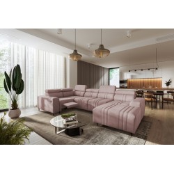 Verona IV Mix U-shaped corner sofa with a sleeping function and manual relax function, fabric Vena 10