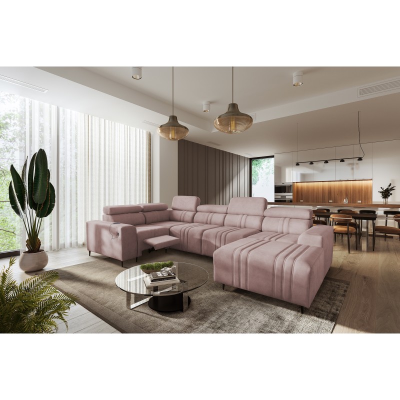 Verona IV Mix U-shaped corner sofa with a sleeping function and manual relax function, fabric Vena 10 Verona IV Mix U-shaped corner sofa with a sleeping function and manual relax function, fabric Vena 10