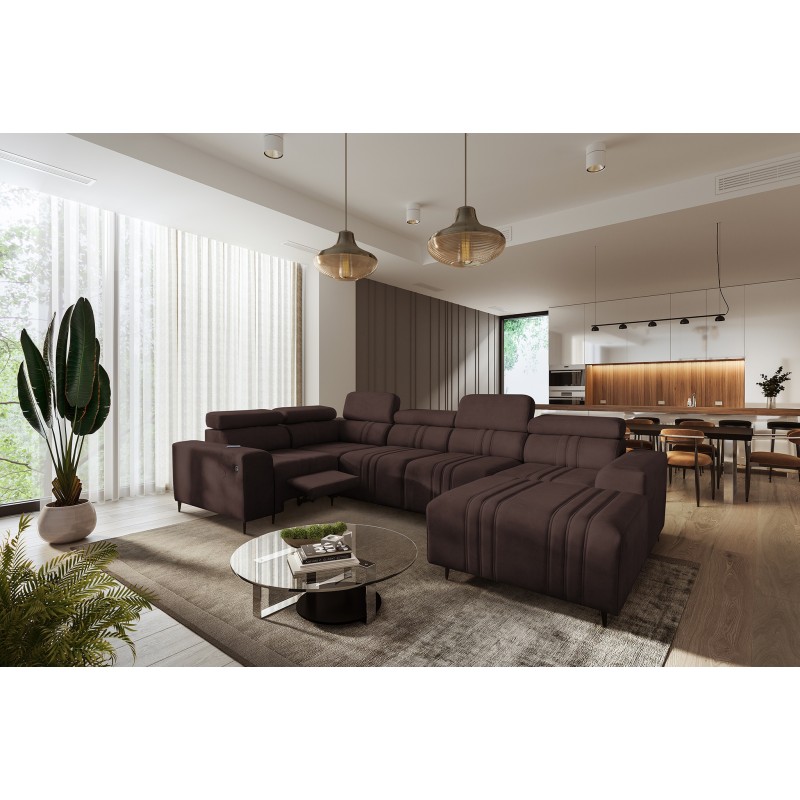 U-shaped corner sofa Verona IV Mix with a sleeping function and manual relax function, fabric Vena 13 U-shaped corner sofa Verona IV Mix with a sleeping function and manual relax function, fabric Vena 13