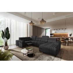 U-shaped Verona IV Mix sectional sofa with a sleeping function and manual relax function, fabric Vena 20