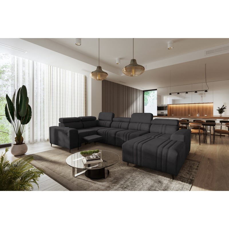 U-shaped Verona IV Mix sectional sofa with a sleeping function and manual relax function, fabric Vena 20 U-shaped Verona IV Mix sectional sofa with a sleeping function and manual relax function, fabric Vena 20