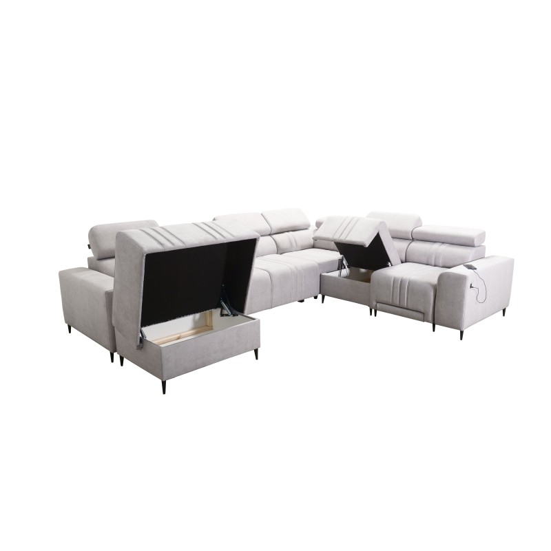 U-shaped corner sofa Verona VIII Mix with a sleeping function and manual relax function, fabric Vena 3 U-shaped corner sofa Verona VIII Mix with a sleeping function and manual relax function, fabric Vena 3