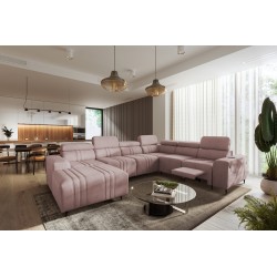 U-shaped corner sofa Verona VIII Mix with sleeping function and manual relax function, fabric Vena 10