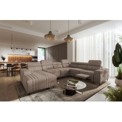 U-shaped corner sofa Verona VIII Mix with sleeping function and manual relax function, fabric Vena 14