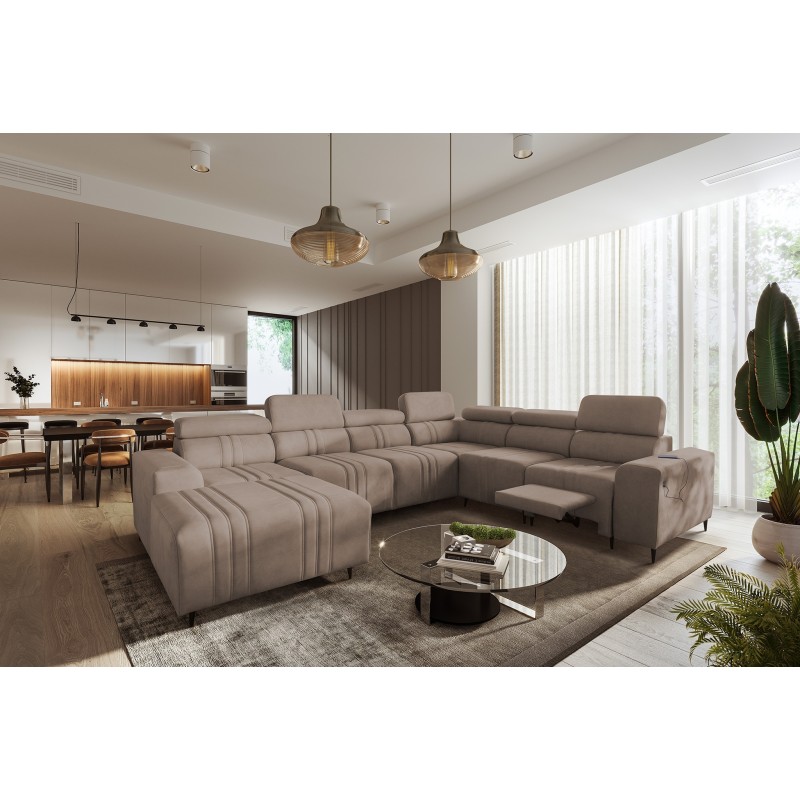U-shaped corner sofa Verona VIII Mix with sleeping function and manual relax function, fabric Vena 14 U-shaped corner sofa Verona VIII Mix with sleeping function and manual relax function, fabric Vena 14