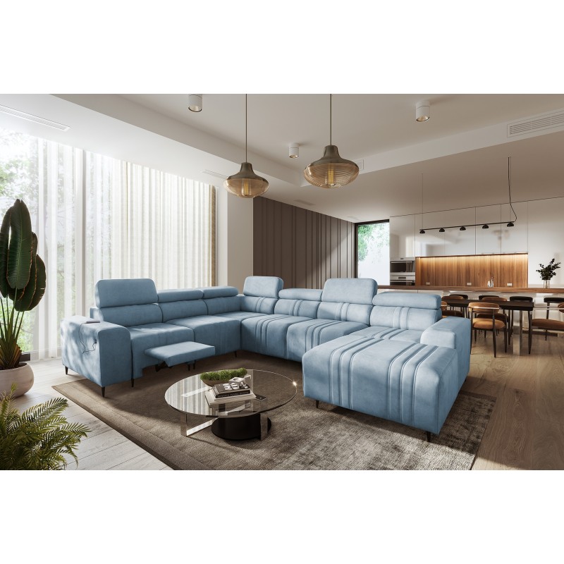 Verona VIII Mix U-shaped corner sofa with sleeping function and manual relax function, fabric Vena 6 Verona VIII Mix U-shaped corner sofa with sleeping function and manual relax function, fabric Vena 6