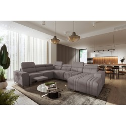 U-shaped Verona VIII Mix sectional sofa with sleeping function and manual relax function, fabric Vena 8