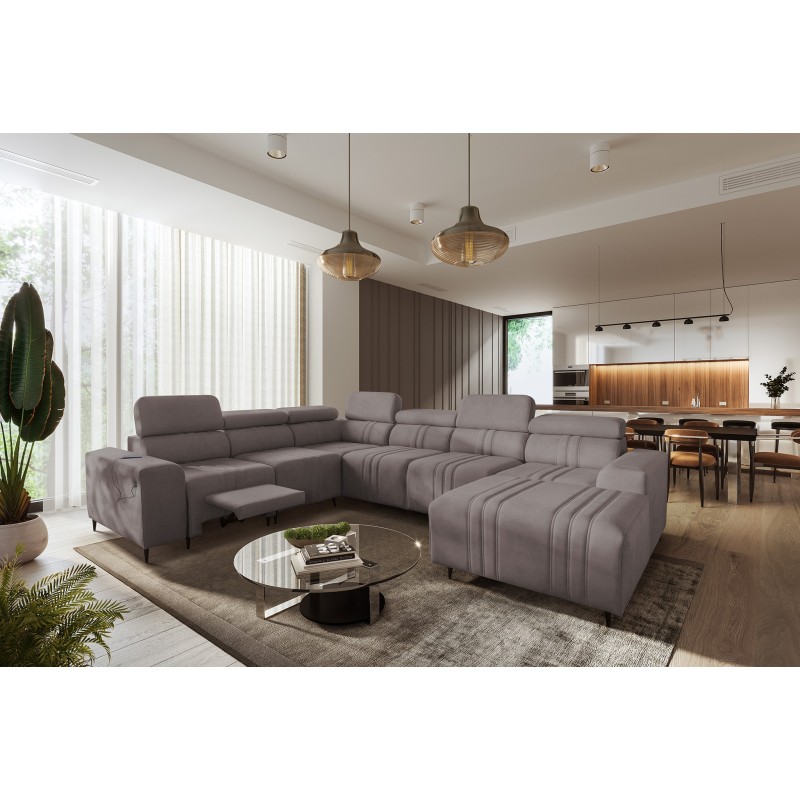 U-shaped Verona VIII Mix sectional sofa with sleeping function and manual relax function, fabric Vena 8 U-shaped Verona VIII Mix sectional sofa with sleeping function and manual relax function, fabric Vena 8