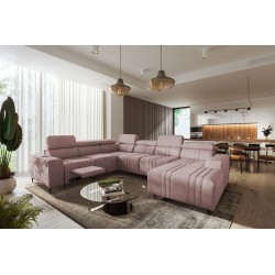 U-shaped corner sofa Verona VIII Mix with sleeping function and manual relax function, fabric Vena 10