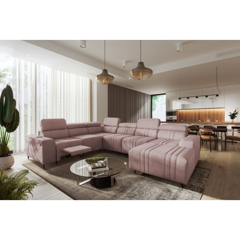 U-shaped corner sofa Verona VIII Mix with sleeping function and manual relax function, fabric Vena 10 U-shaped corner sofa Verona VIII Mix with sleeping function and manual relax function, fabric Vena 10
