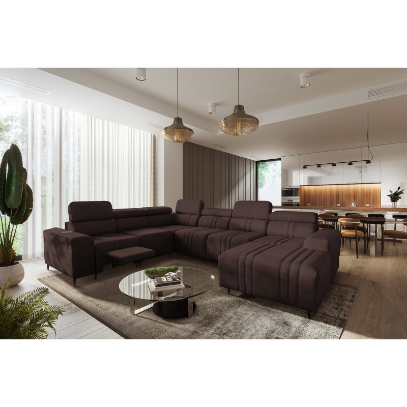 Verona VIII Mix U-shaped corner sofa with a sleeping function and manual relaxation function, fabric Vena 13 Verona VIII Mix U-shaped corner sofa with a sleeping function and manual relaxation function, fabric Vena 13
