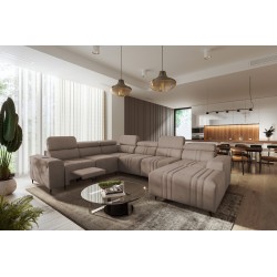 U-shaped corner sofa Verona VIII Mix with sleeping function and manual relax function, fabric Vena 14