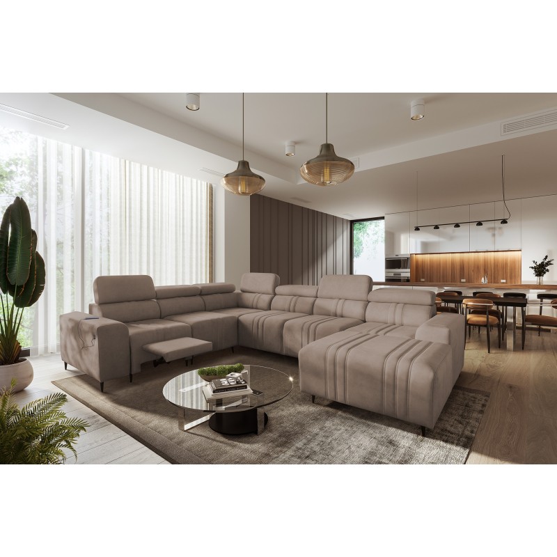U-shaped corner sofa Verona VIII Mix with sleeping function and manual relax function, fabric Vena 14 U-shaped corner sofa Verona VIII Mix with sleeping function and manual relax function, fabric Vena 14