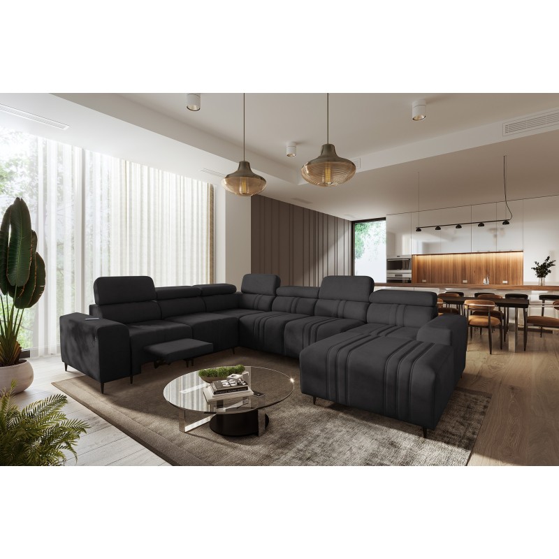 U-shaped corner sofa Verona VIII Mix with a sleeping function and manual relax function, fabric Vena 20 U-shaped corner sofa Verona VIII Mix with a sleeping function and manual relax function, fabric Vena 20