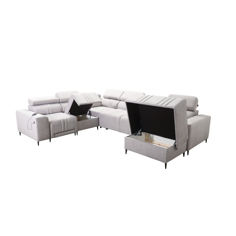U-shaped corner sofa Verona VIII Mix with a sleeping function and manual relax function, fabric Vena 20 U-shaped corner sofa Verona VIII Mix with a sleeping function and manual relax function, fabric Vena 20