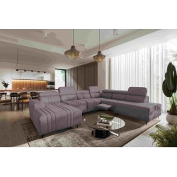 Sofá esquinero en forma de U Verona X Mix con función de cama y función de relax manual, tela Vena 8