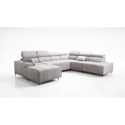 Sofá esquinero en forma de U Verona X Mix con función de cama y función de relax manual en tela Vena 20. Sofá esquinero en forma de U Verona X Mix con función de cama y función de relax manual en tela Vena 20.