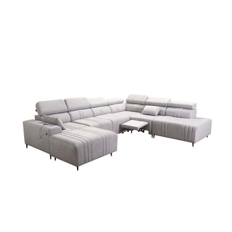 Sofá esquinero en forma de U Verona X Mix con función de cama y función de relax manual en tela Vena 20. Sofá esquinero en forma de U Verona X Mix con función de cama y función de relax manual en tela Vena 20.