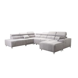Sofá en forma de U Verona X Mix con función de cama y función de relax manual en tejido Vena 3 Sofá en forma de U Verona X Mix con función de cama y función de relax manual en tejido Vena 3