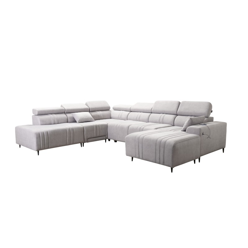 Sofá en forma de U Verona X Mix con función de cama y función de relax manual en tejido Vena 3 Sofá en forma de U Verona X Mix con función de cama y función de relax manual en tejido Vena 3