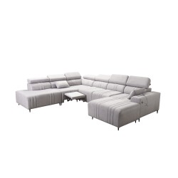 Sofá en forma de U Verona X Mix con función de cama y función de relax manual en tejido Vena 3 Sofá en forma de U Verona X Mix con función de cama y función de relax manual en tejido Vena 3