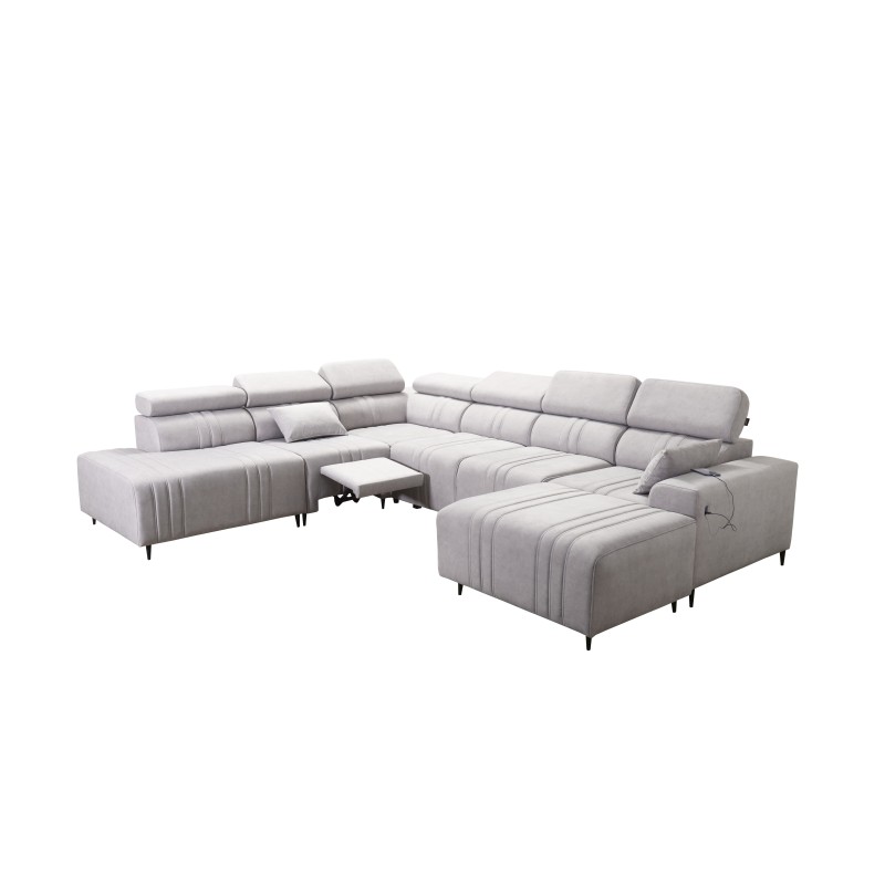 Sofá en forma de U Verona X Mix con función de cama y función de relax manual en tejido Vena 3 Sofá en forma de U Verona X Mix con función de cama y función de relax manual en tejido Vena 3