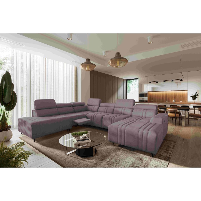 U-förmiges Ecksofa Verona X Mix mit Schlaffunktion und manueller Relaxfunktion, Stoff Vena 8