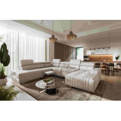 Esquina en forma de U Verona X Mix con función de cama y función de relajación manual tejido Vena 9