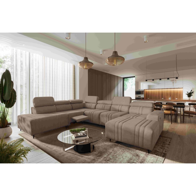U-shaped corner sofa Verona X Mix with a sleeping function and manual relax function, fabric Vena 14 U-shaped corner sofa Verona X Mix with a sleeping function and manual relax function, fabric Vena 14