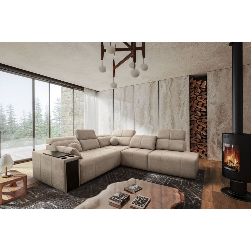 Milano IX corner sofa with a sleeping function in Plecionka fabric, Verita 09 - a combination of style and functionality Milano IX corner sofa with a sleeping function in Plecionka fabric, Verita 09 - a combination of style and functionality